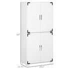 HOMCOM 63" H Rustic Style Storage Cabinet with 4 Shelves - White-Features an anti-tipping strap and can be fixed to the wall 