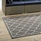 Modway Avena Moroccan Quatrefoil Trellis Indoor/Outdoor Area Rug - 8 ft W x 10 ft L - Grey/Beige-Gripping Rubber Underside 