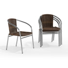 Flash Furniture Commercial Aluminum & Dark Brown Rattan Indoor-Outdoor Restaurant Stack Chair-Set of 4 Stackable Cafe Chairs
