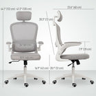 HOMCOM Ergonomic Office Chair with Lumbar Support and Flip-Up Armrests - Grey-Breathable mesh back and high-density foam seat ensure cool, comfortable all-day use