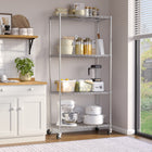 Seville Classics 4-Tier Commercial Shelving - 36" L x 18" W x 72" H - Chrome-Total system capacity on wheels: 500 lbs