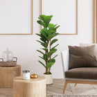 HOMCOM 4' Faux Fiddle Leaf Fig Tree - Green-Enjoy evergreen beauty all year with absolutely zero maintenance or watering needed 