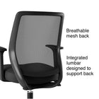 Staples Essentials Mesh Back Fabric Task Chair - Black-Assembly required