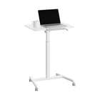 Seville Classics 25.6" W airLIFT Pneumatic Tilting Mobile Desk Cart - White-Smoothly and quietly adjust the desk height from 29.9” to 43.3” high or any height in between with the height-adjustable lever