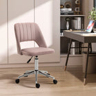 Vinsetto Armless Swivel Computer Desk Chair - Pink-Soft and chic velvet-touch fabric