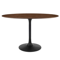 Modway Lippa 48" Oval Wood Dining Table - Black Walnut-Modern Dining Table