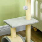 PawHut 28" Cat Tree Climbing Tower with Sisal Scratching Post - Light Grey-Material: Particle board, plush, sisal 