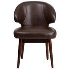 Flash Furniture Comfort Back Series Brown Leather Side Reception Chair with Walnut Legs-Executive Guest Chair