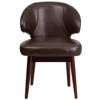 Flash Furniture Comfort Back Series Brown Leather Side Reception Chair with Walnut Legs-Executive Guest Chair