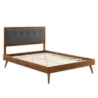 Modway Willow Wood Queen Platform Bed with Splayed Legs - Walnut Charcoal-Queen Platform Bed Frame