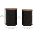 HOMCOM Nesting Tables - Black-Industrial style with two-tone colour and embossed lines design easily fits to home style