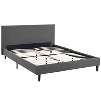 Modway Anya Fabric Full Bed - Grey-Platform Bed Frame With Headboard