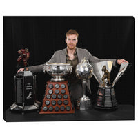 Connor Mcdavid Stretched 2023 Trophies - Framed Canvas - 20" x 16"-Premium canvas print with gallery-wrapped edges