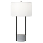 Hudson&Canal Uma 27.75" Tall Table Lamp with Fabric Shade - Blackened Bronze/Concrete/White-Industrial design for your living room, workspace, or bed side table