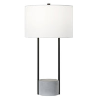 Hudson&Canal Uma 27.75" Tall Table Lamp with Fabric Shade - Blackened Bronze/Concrete/White-Industrial design for your living room, workspace, or bed side table