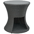 Modway Sojourn Round Outdoor Patio Side Table - Chocolate-Round Synthetic Rattan Weave