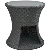 Modway Sojourn Round Outdoor Patio Side Table - Chocolate-Round Synthetic Rattan Weave