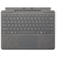 Microsoft Surface Pro Keyboard with Pen Storage SC - English - Platinum-Sketch and write naturally on the screen and enjoy no-fuss pairing with Surface Slim Pen, always ready and charged in the keyboard’s storage tray