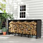Outsunny 8 ft Firewood Rack with Cover Wood Storage Holder - Black-600D Oxford fabric cover shields wood from the elements