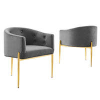 Modway Savour Tufted Performance Velvet Accent Chairs - Grey - 2 Pack-Tufted Accent Chairs - Set of 2