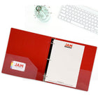 JAM Paper Plastic 1.5" 3-Ring Binder - Red-This document holder is a staple for all of your projects, assignments, memos, school work, and any other important documents that need to be kept safe.