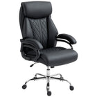 HOMCOM PU Leather Office Chair with Spring Padding - Black-Adjustable seat height, fits various users and office chair needs