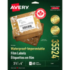 Avery 35524 Waterproof Permanent Labels for Laser Printers - 3-1/3" x 4" - White - 60 Pack-Can be submerged in water without falling apart