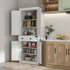 HOMCOM 72.5" H Tall Kitchen Pantry Cabinet with Drawer - White-Its large drawer and 6-tier design provide ample storage space 