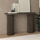 Hudson&Canal Isa Oval Fluted Console Table - 55" W - Brown Oak-Features easy assembly