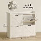 HOMCOM Slim Shoe Storage Cabinet with 4 Flip Drawers - White Oak-Fenced tabletop for keys, wallets, or decorative items