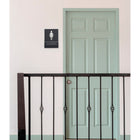 Futech Grey Washroom Sign Woman with Braille-Adhesive Application on the back of the sign