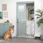 PawHut Dog Gate with Cat Door with 2 Extension Kits - 30"-41" W x 38" H-Pressure mounting or drilling installation options
