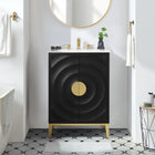 Modway Beau 24" Wood Bathroom Vanity with Basin - White/Black-Tapered Metal Legs