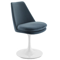 Modway Lippa Swivel Dining Performance Velvet Side Chair - White Cadet Blue-Stain-Resistant Performance Velvet Upholstery