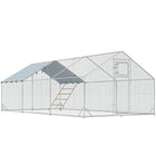 PawHut Large Metal Chicken Run with Cover for 18-24 Chickens - 9.8' x 19.7' x 6.4' - Silver-Spacious 194 sq. ft (18 m²) area comfortably accommodates 18-24 chickens 