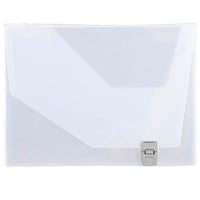 JAM Paper Plastic Box Portfolio with Side Buckle - 9 3/4" x 13 1/2" x 1 1/2" - Clear -Clear Plastic Box Portfolio with Side Buckle