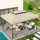 Outsunny 13' L x 10' W Gazebo Replacement Canopy Top - Beige-2-tier rooftop is more beautiful and helps with airflow and windy weather conditions