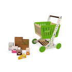 Janod Green Market Wooden Play Shopping Trolley-Play supermarket with this realistic wooden trolley.