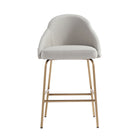 Manhattan Comfort Gracie 22" Modern Leatherette Upholstered Counter Stool - Stone and Gold-Modern Counter Stool with Backseat Perfect for Bar and Kitchen Use