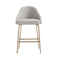Manhattan Comfort Gracie 22" Modern Leatherette Upholstered Counter Stool - Stone and Gold-Modern Counter Stool with Backseat Perfect for Bar and Kitchen Use