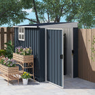 Outsunny Metal Tool Shed with Window and 2 Vents - 4' x 6' - Dark Grey-Transparent window allows sunlight entry, brightening the space

