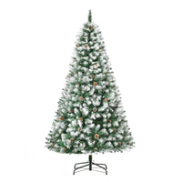 HOMCOM 6' Snow-Flocked Artificial Christmas Tree with Hinged Tips - Green-Snow dipped design, ends are painted white, add a flocked atmosphere 