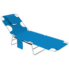 Outsunny Tanning Chair with Face Hole - 5-Level Folding Lounge Chair - Blue-Back adjusts to 4 different positions to set to an angle which suits