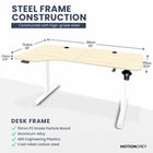 MotionGrey Ergo2 XL Adjustable Left L-Shaped Standing Desk with Memory Settings - 63" x 24" - Light Brown Top - White Frame-Industry Leading - The MotionGrey Black Standing desk has an extended height range from 73cm to as high as 118cm. The MG keypad can set your favorite sitting and standing heights, then simply press on the saved setting to return to that position.