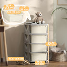Qaba 4 Tier Kids Toy Organizer with 4 Plastic Storage Bins - Cream White-Compact for easy fit, and spacious inside 4.2 gallon (16 L) drawers 