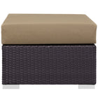 Modway Convene Outdoor Patio Fabric Square Ottoman - Espresso/Mocha-Water & UV Resistant