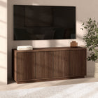 Hudson&Canal Hanson Rectangular Fluted TV Stand for TV's up to 65" - Satin Walnut-Clean with a soft, dry cloth and no harsh chemicals or abrasive cleaning materials