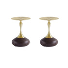 Manhattan Comfort Patchin 15.75" Modern End Table - Brown and Gold - Set of 2-Modern End Table - Set of 2 for Living Room Use