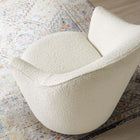 Modway Nora Boucle Upholstered Swivel Chair - White-Gold Metal Swivel Base