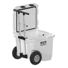 RovR RollR 45 Quart Wheeled Hard Cooler with Telescopic Handle - Powder-DualSpout Plug and SureGrip feet make draining simple and secure